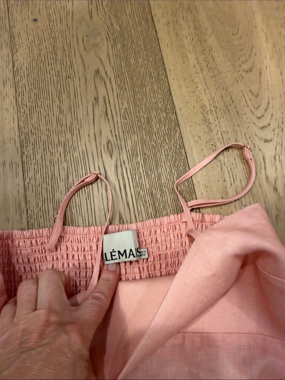 Alemais Pink Bandeau Smocked Top with Adjustable Straps
